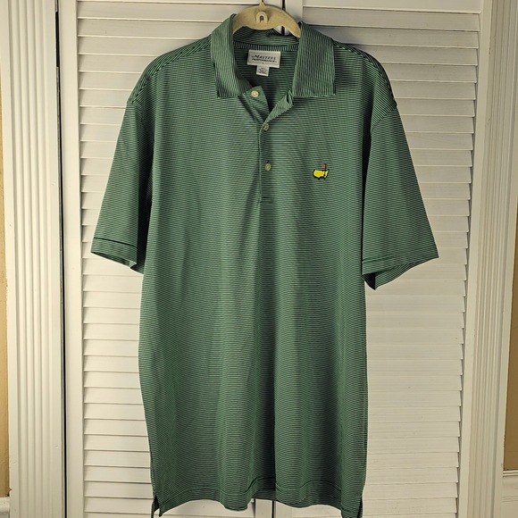 Masters Other - Masters Performance Mens Green White Striped‎ Golf Polo Shirt Large